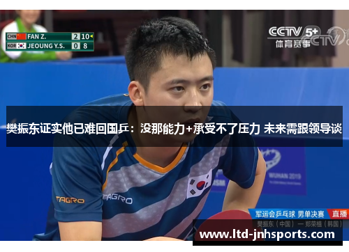 樊振东证实他已难回国乒：没那能力+承受不了压力 未来需跟领导谈